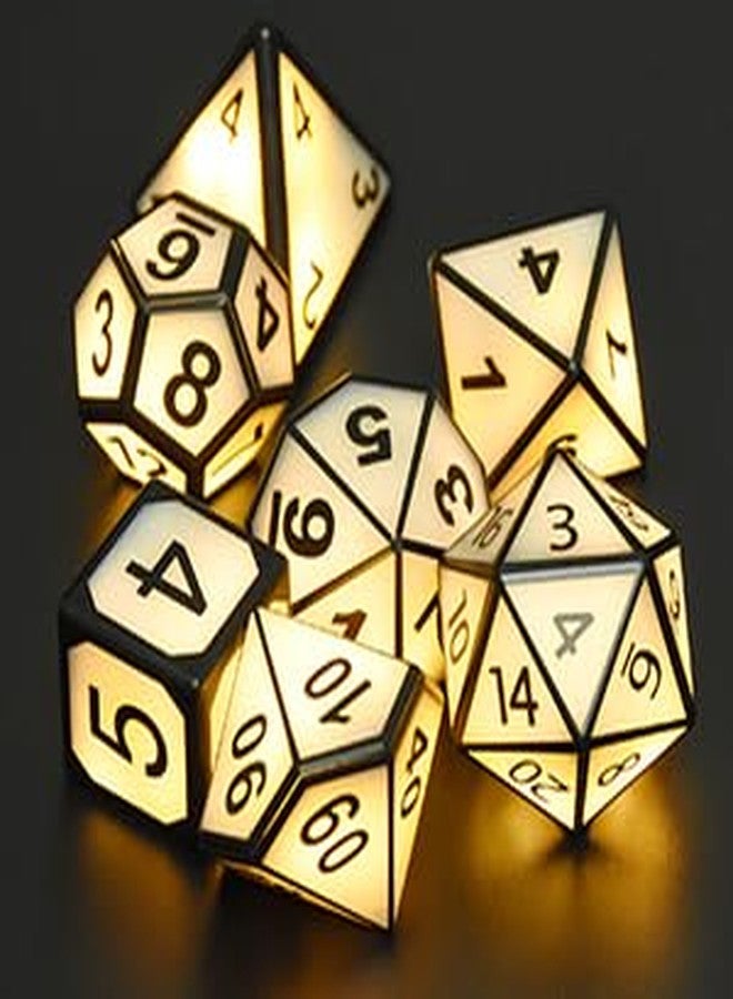 HTPREC 7 PCS Light Up DND Dice Set,Glow in The Dark Dice with Rechargable Dice Storage Box, D4,D6,D8,D12,D20,2PCS D10 LED D&D Polyhedral Role Playing Dice for RPG Table Games LED DND Dice Set Warm Light - Image 2